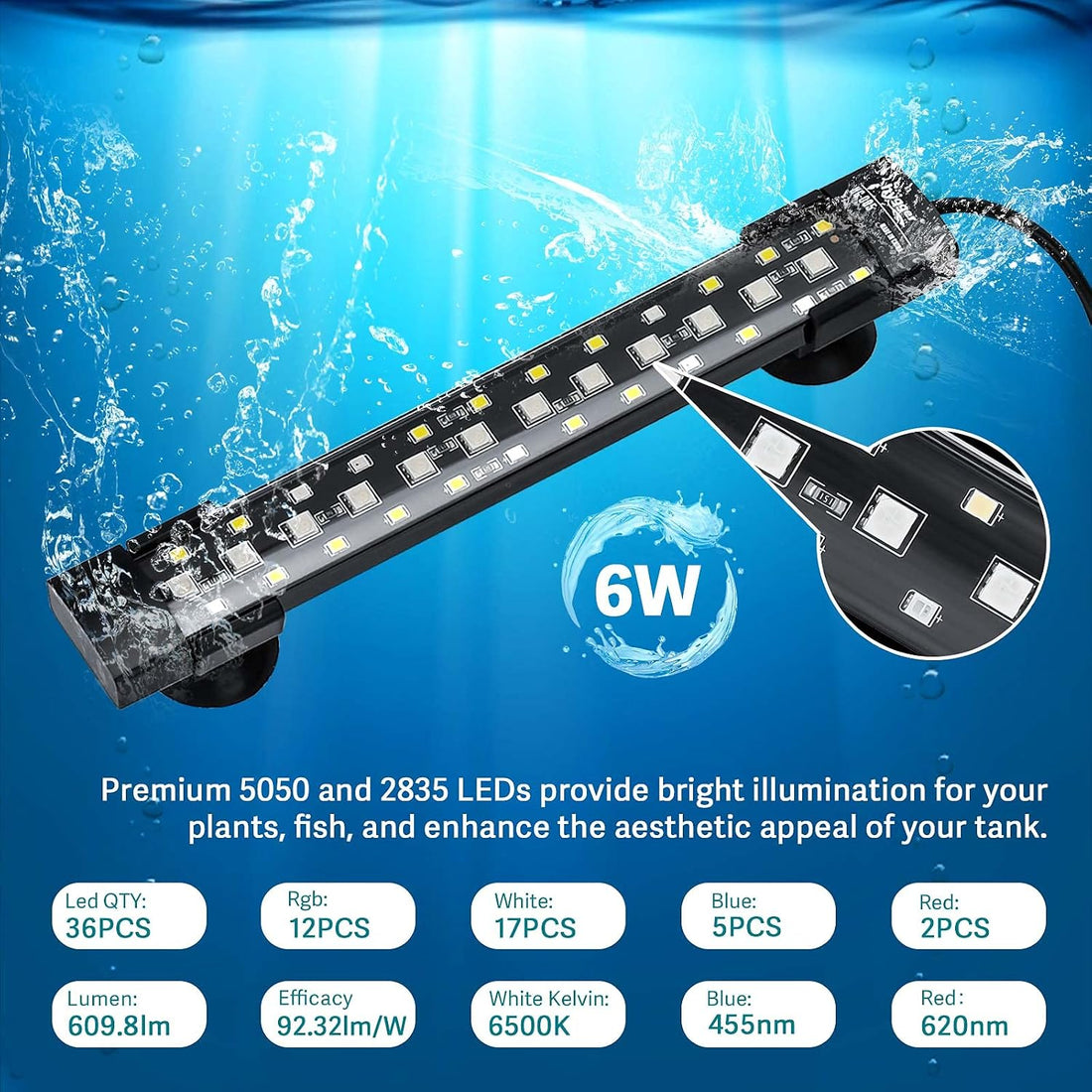 hygger 24/7 Mode Submersible Aquarium LED Light