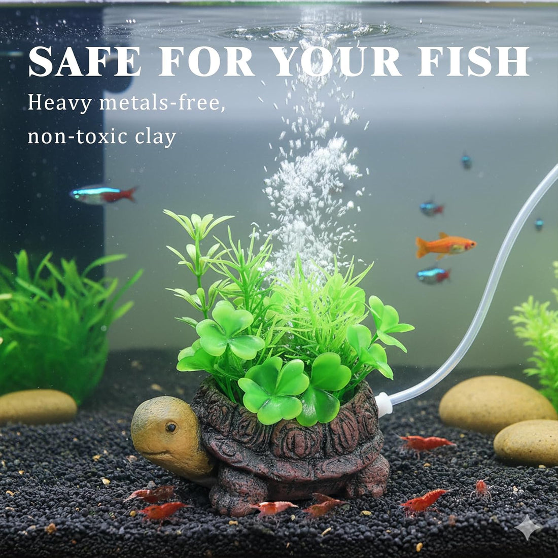 LIYAOLI Turtle Tank Bubbler Decor, Aquarium Air Stone with Tubing