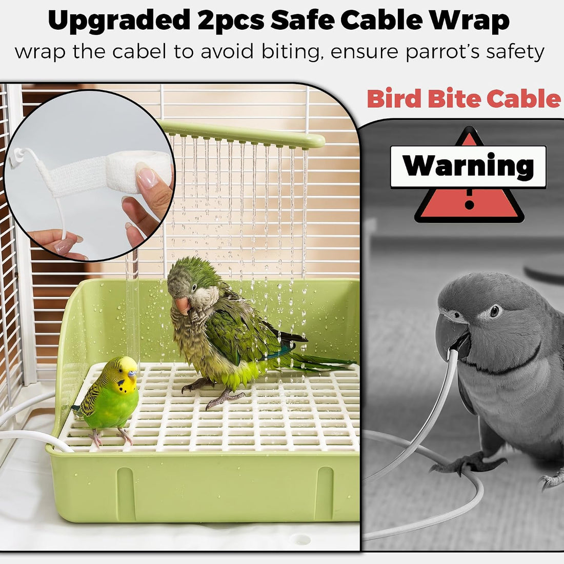 Automatic Parakeet Bird Bath with Pump, Large Bird Shower Fountain