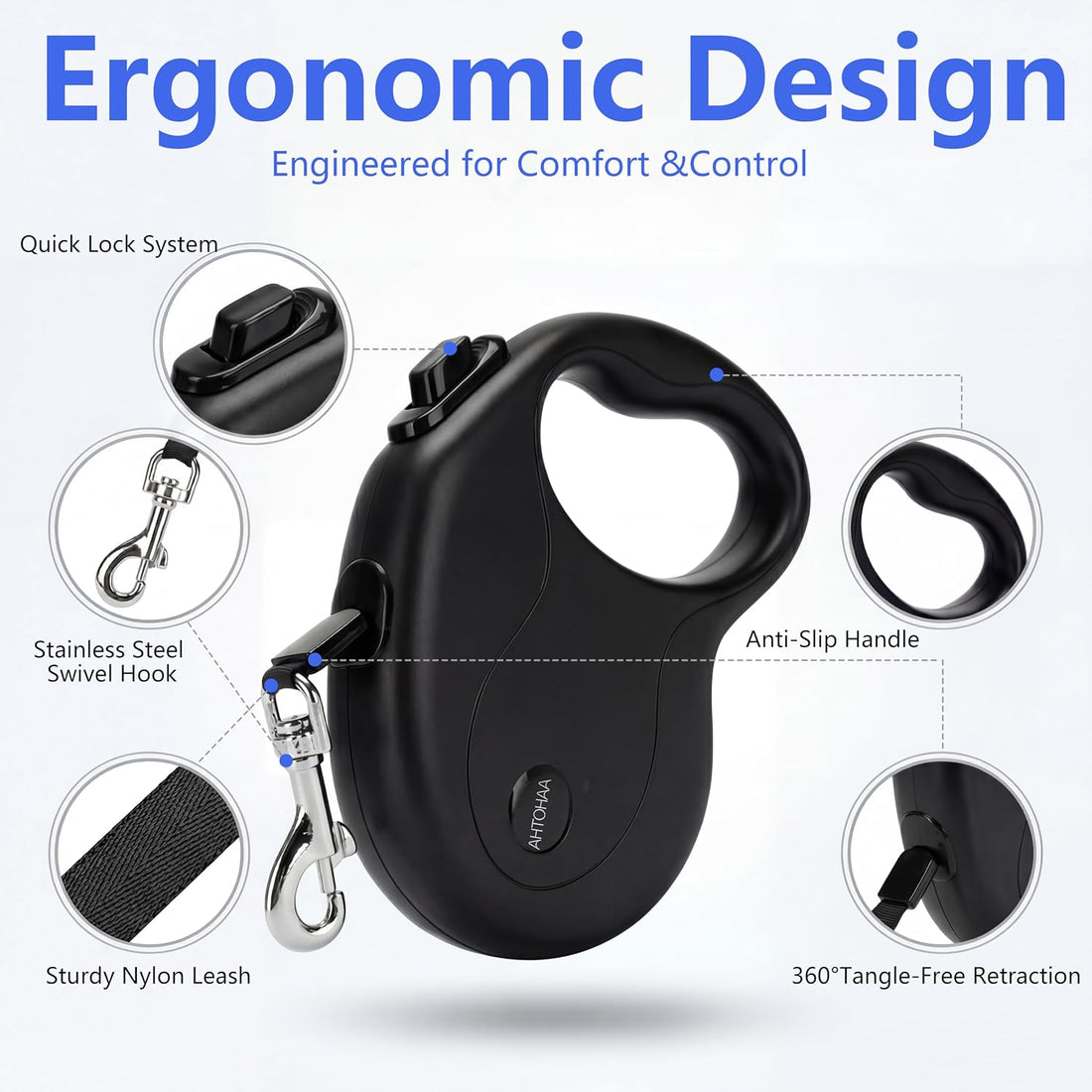 10FT Retractable Dog Leash for Small Medium Dogs/Cats up to 33lbs