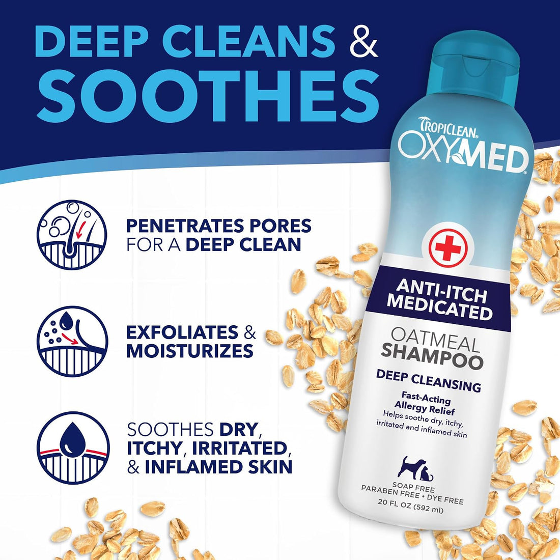 TropiClean OxyMed Medicated Dog Shampoo and Conditioner Set, 2 Pack