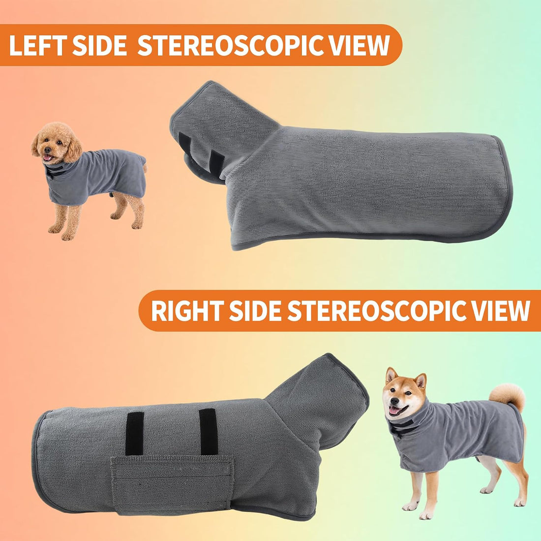 Dog Bathrobe Super Absorbent Pet Drying Towel Robe with Adjustable