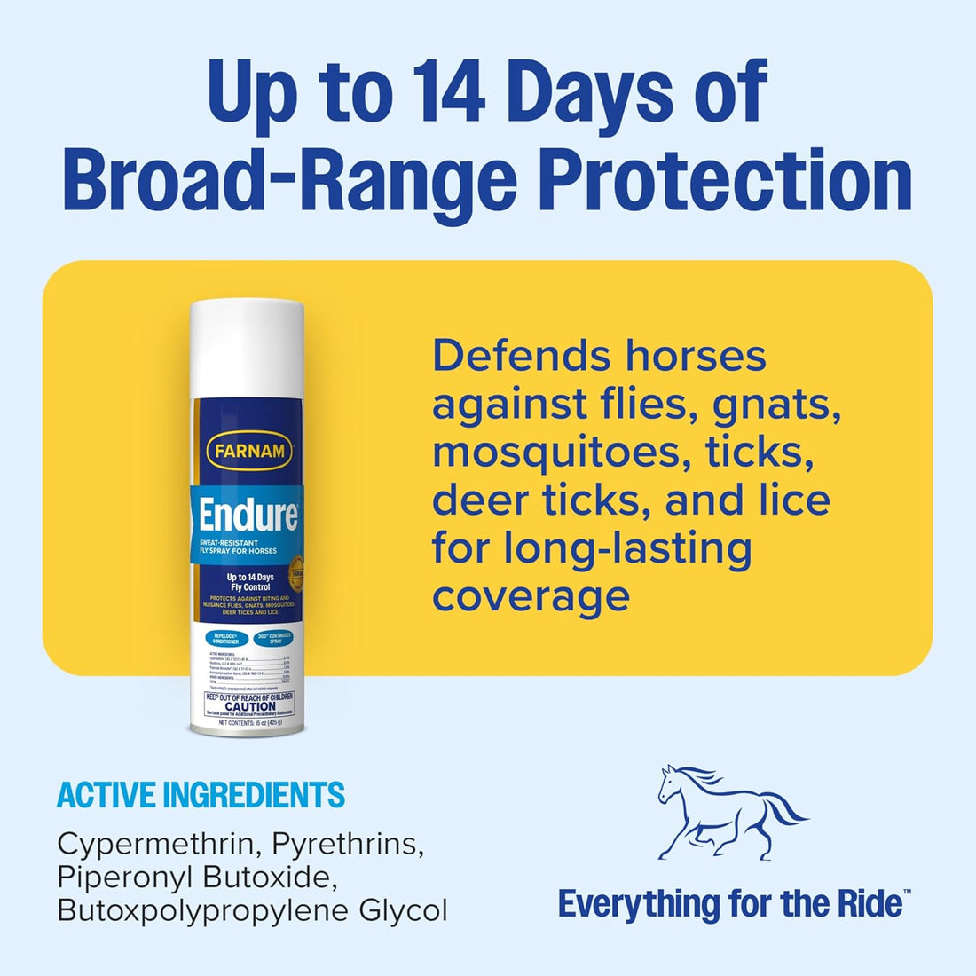 Farnam Endure Fly Spray for Horses, Long-Lasting Fly Repellent
