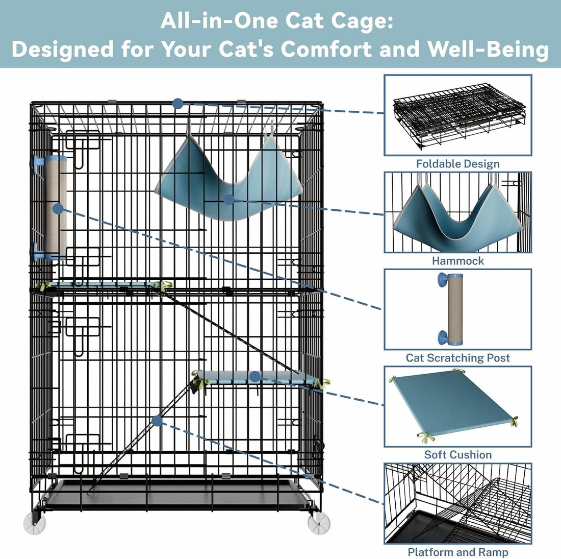 STILLCOVE 4-Tier Cat Cage Indoor