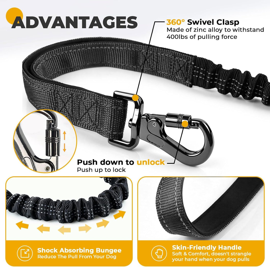 PETCARE 4 in 1 Hands Free Dog Leash with Car Seatbelt Buckle