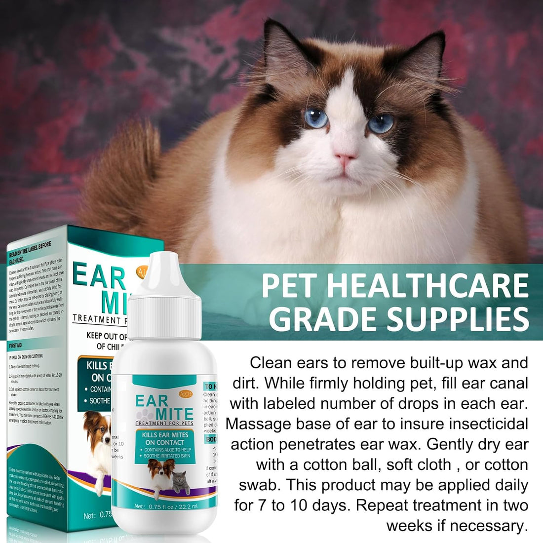 VOSIFSDIY Ear Mites Clean for Dogs & Cats