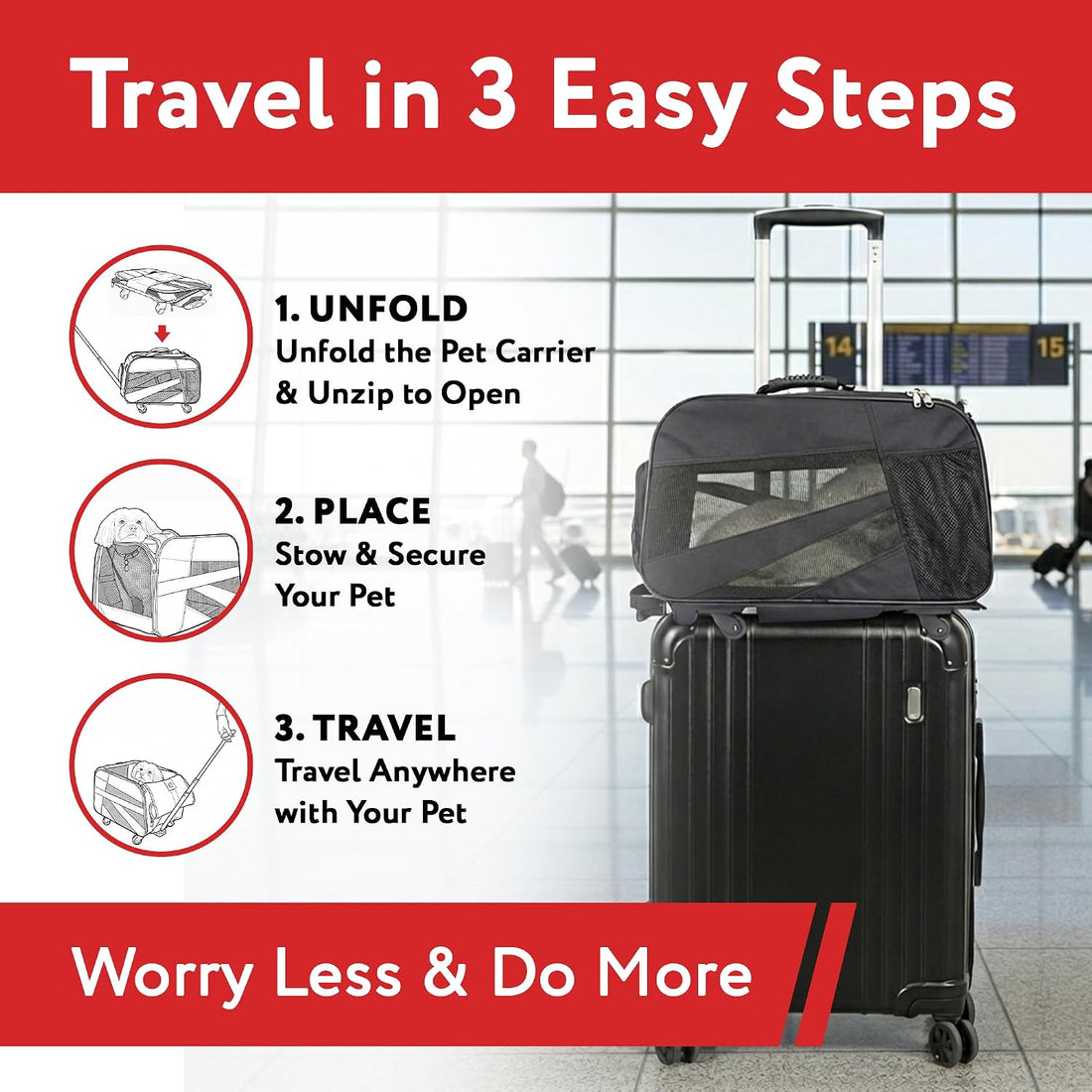 dbest products Rolling Pet Carrier with Wheels Airline Approved