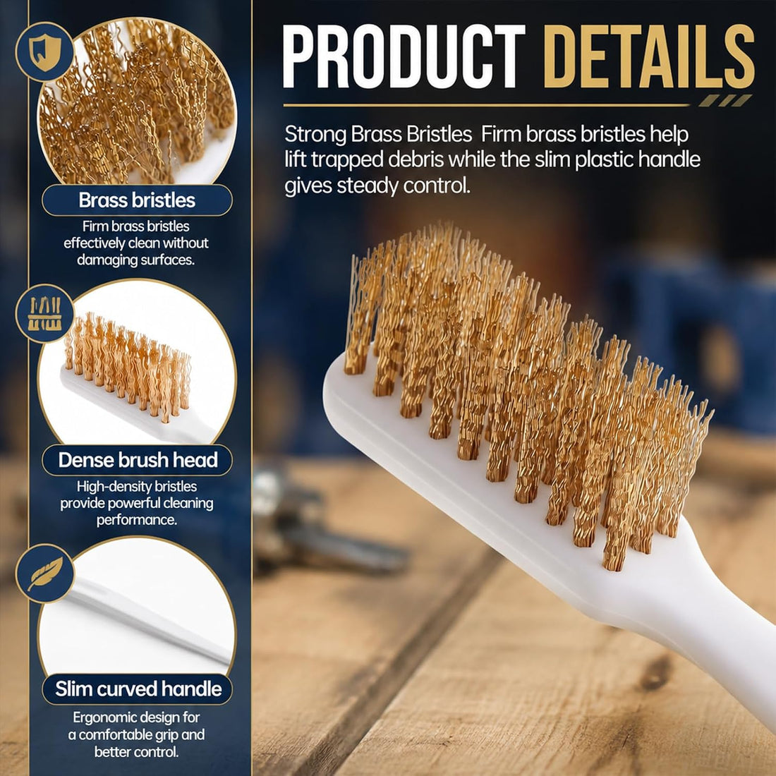 2 Pack Hook and Loop Brush Brass Wire Brush Hook and Loop Cleaner