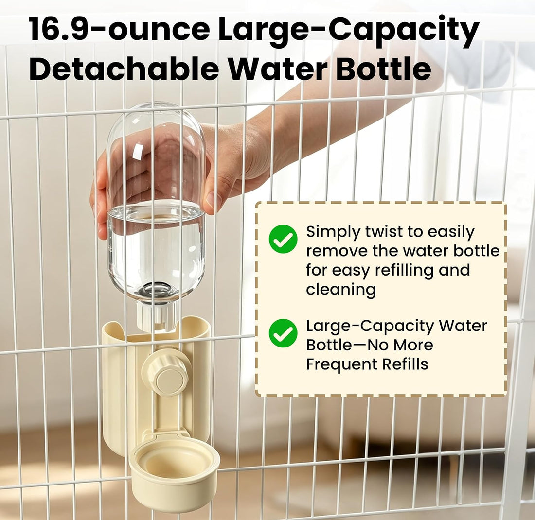 16.9 Oz Rabbit Water Bottle Dispenser,Hanging Bunny Water Bowl