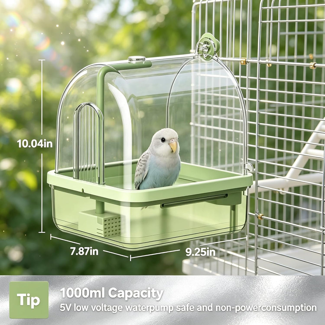 Automatic Bird Bath Shower for Cage, Indoor Clear Parrot Bath Box