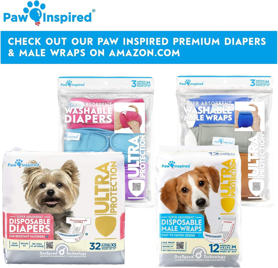 Paw Inspired Dog Diaper Suspenders, Hook & Loop Fasteners, M/L Size