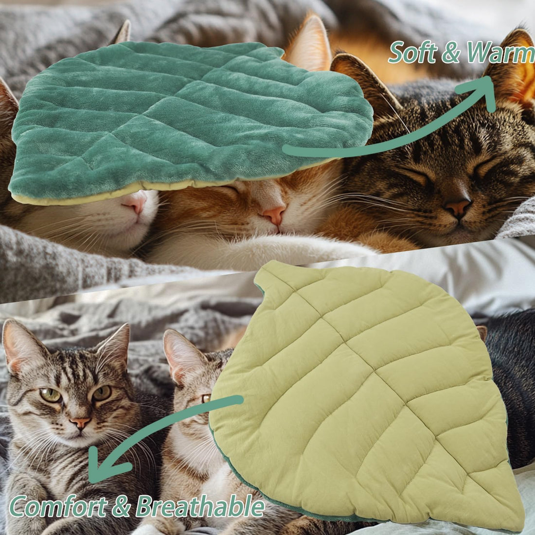 Romaneco Leaf Shaped Self-Warming Cat Bed Mat