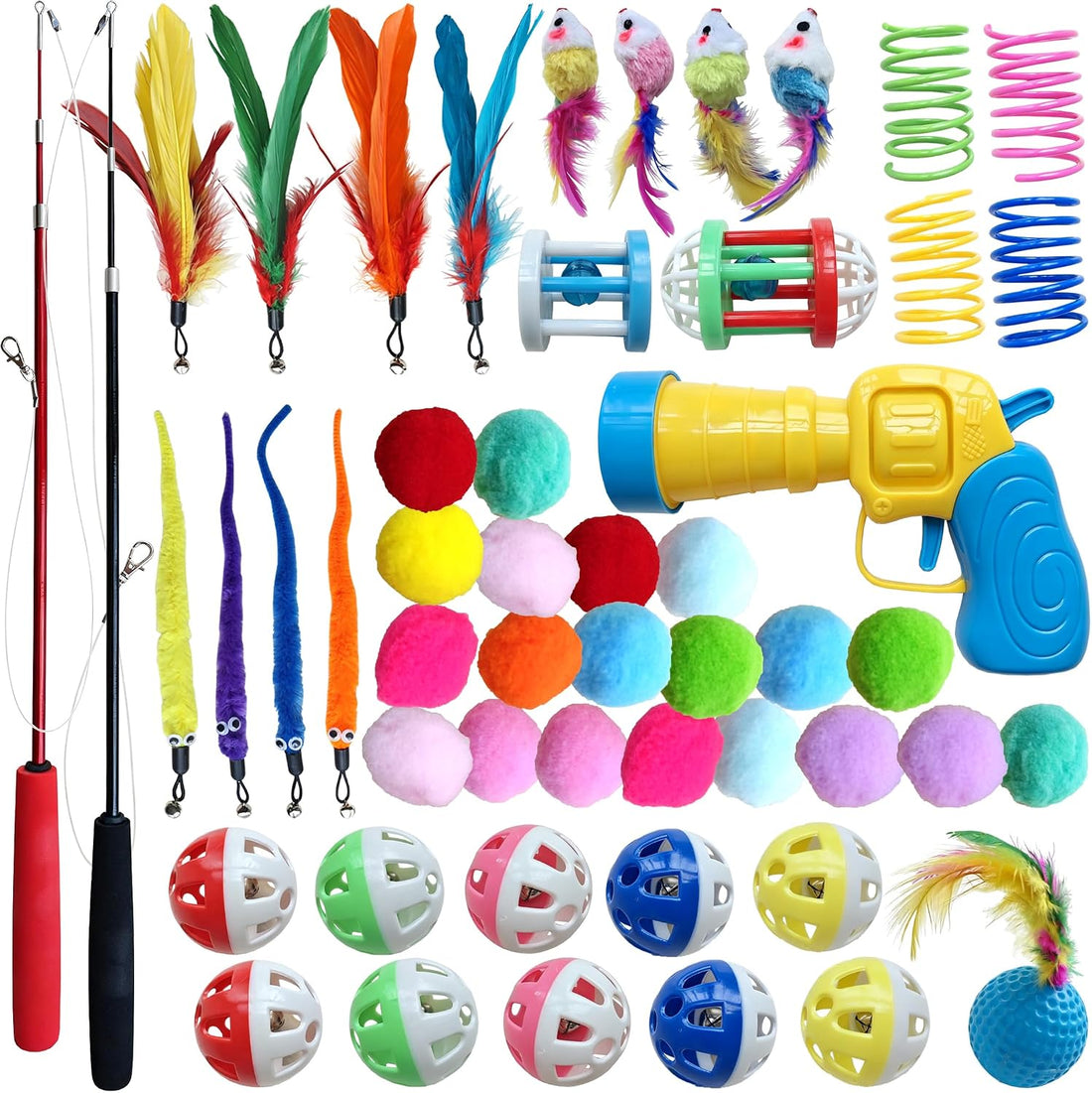 52 Pack Interactive Cat Toys Variety Set for Indoor Cats