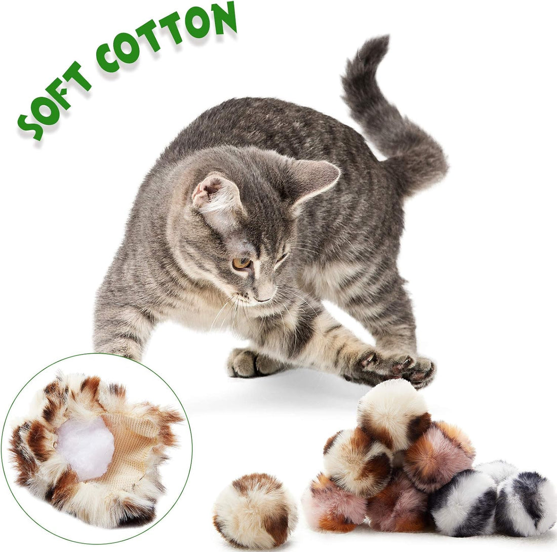 Weewooday 12 Pcs Large Fuzzy Cat Pom Pom Balls Plush Toys