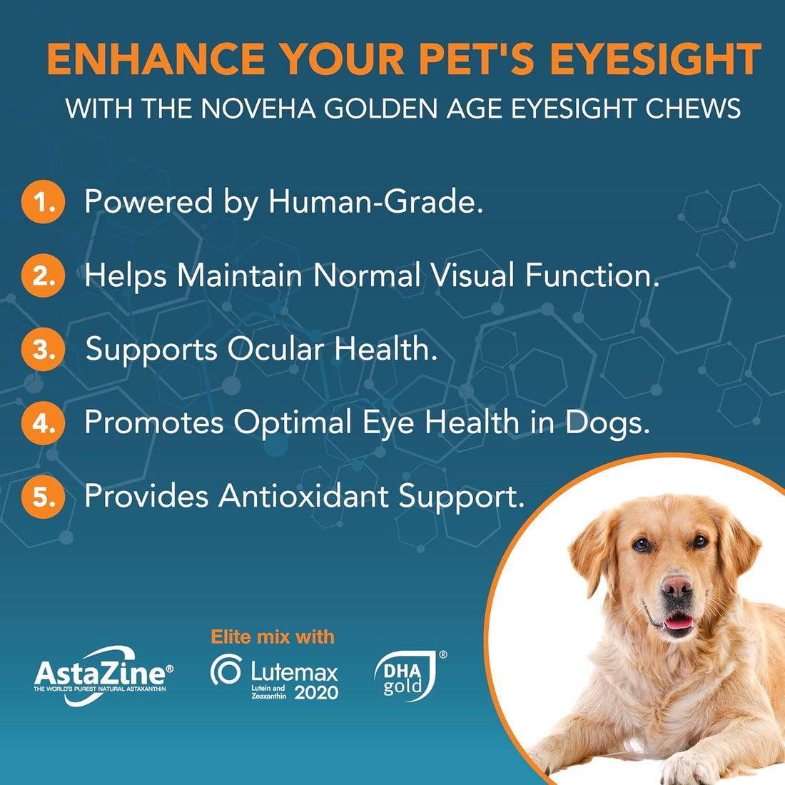 NOVEHA Eye Supplement for Dogs- Vision Support with Lutein + Vitamin