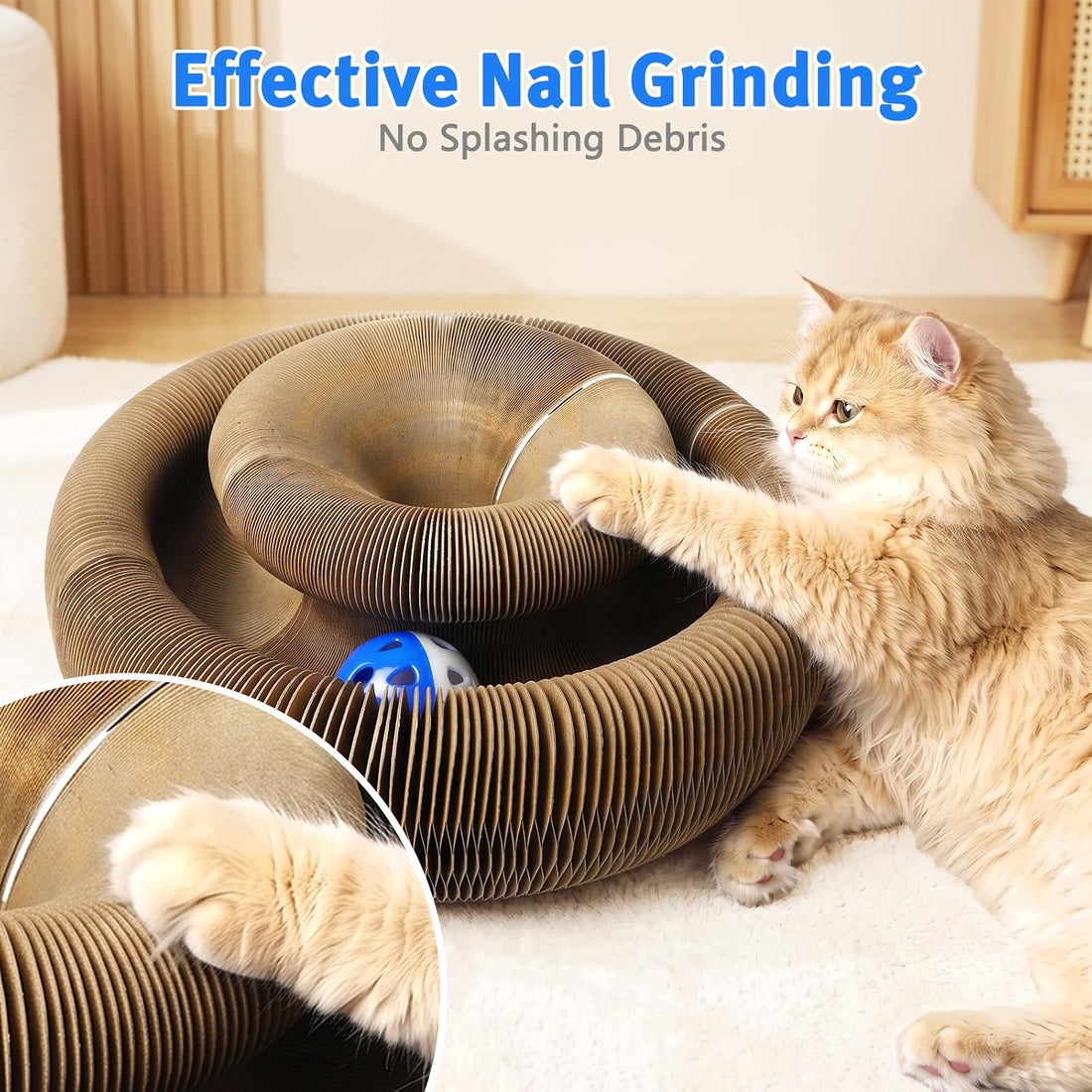 Cat Scratcher Cardboard, Kitty Curls Cat Toy for Indoor Cats