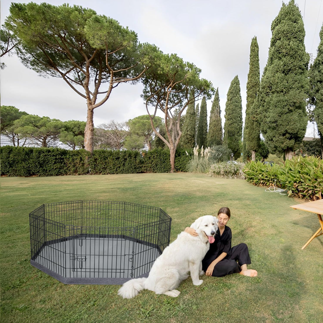 PETIME Foldable Metal Dog Exercise Pen/Pet Puppy Playpen Kennels Yard