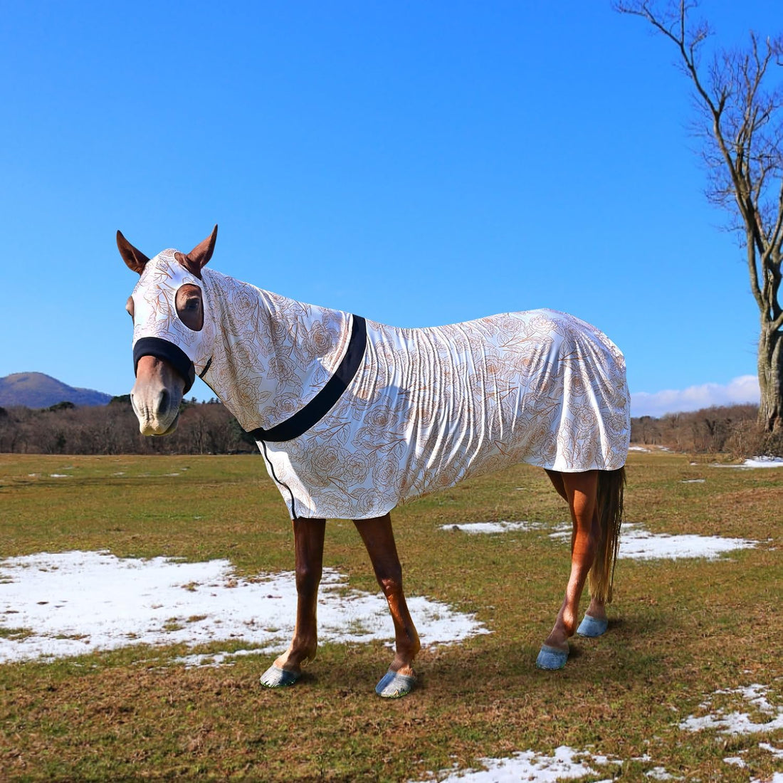 Comfortable Stretch Spandex Full-Body Horse Sheet, White, Size L