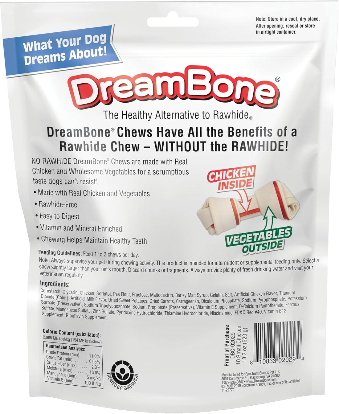 DreamBone Vegetable & Chicken Dog Chews, Rawhide Free, Small, 10-Count