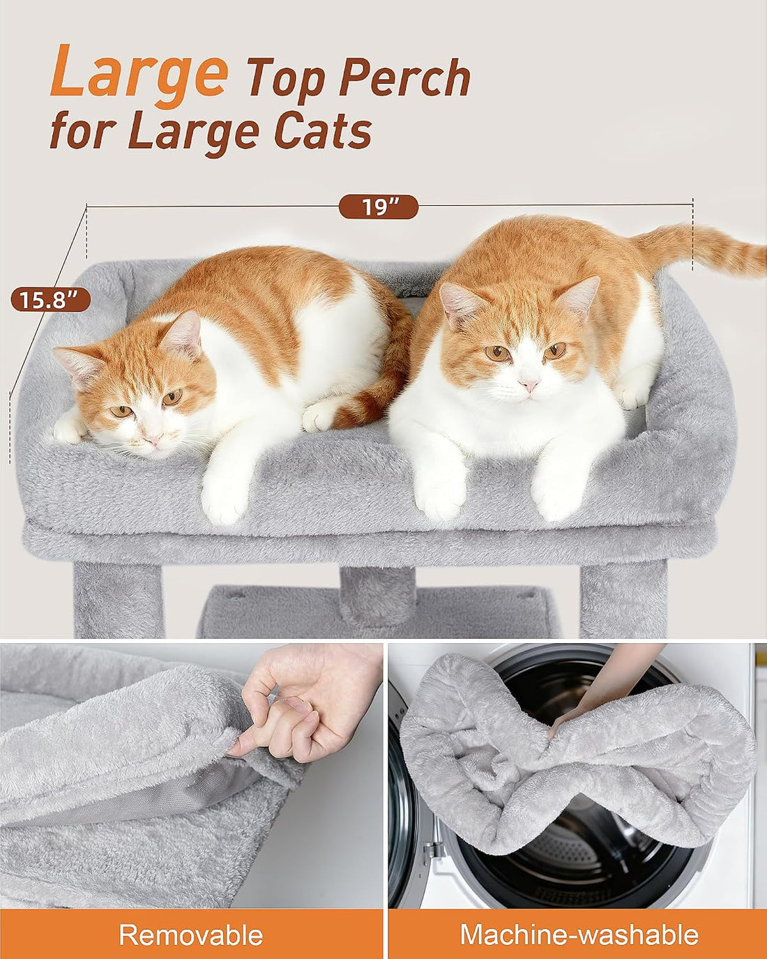 23.6" Cat Tree for Large Cat, 19 * 15.8 in Large Perch