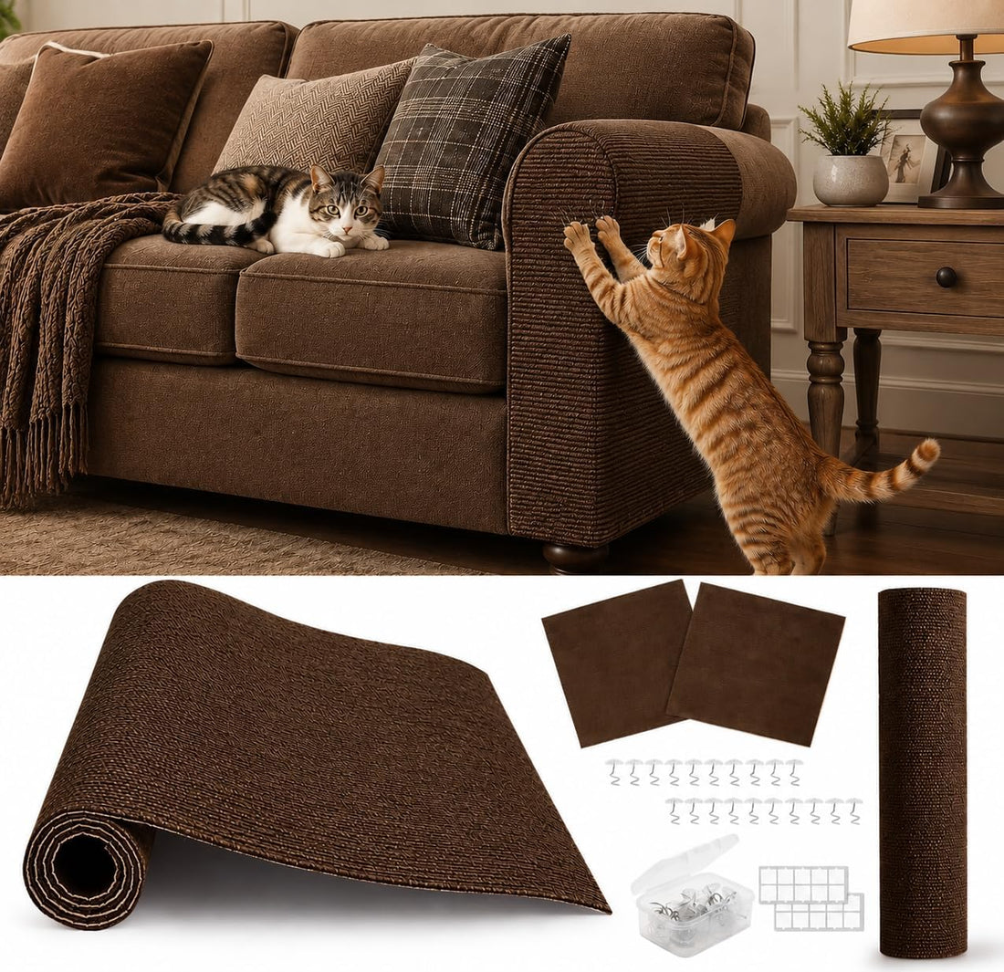 4Pack Cat Scratch Furniture Protector, Self-Adhesive, Light Gray