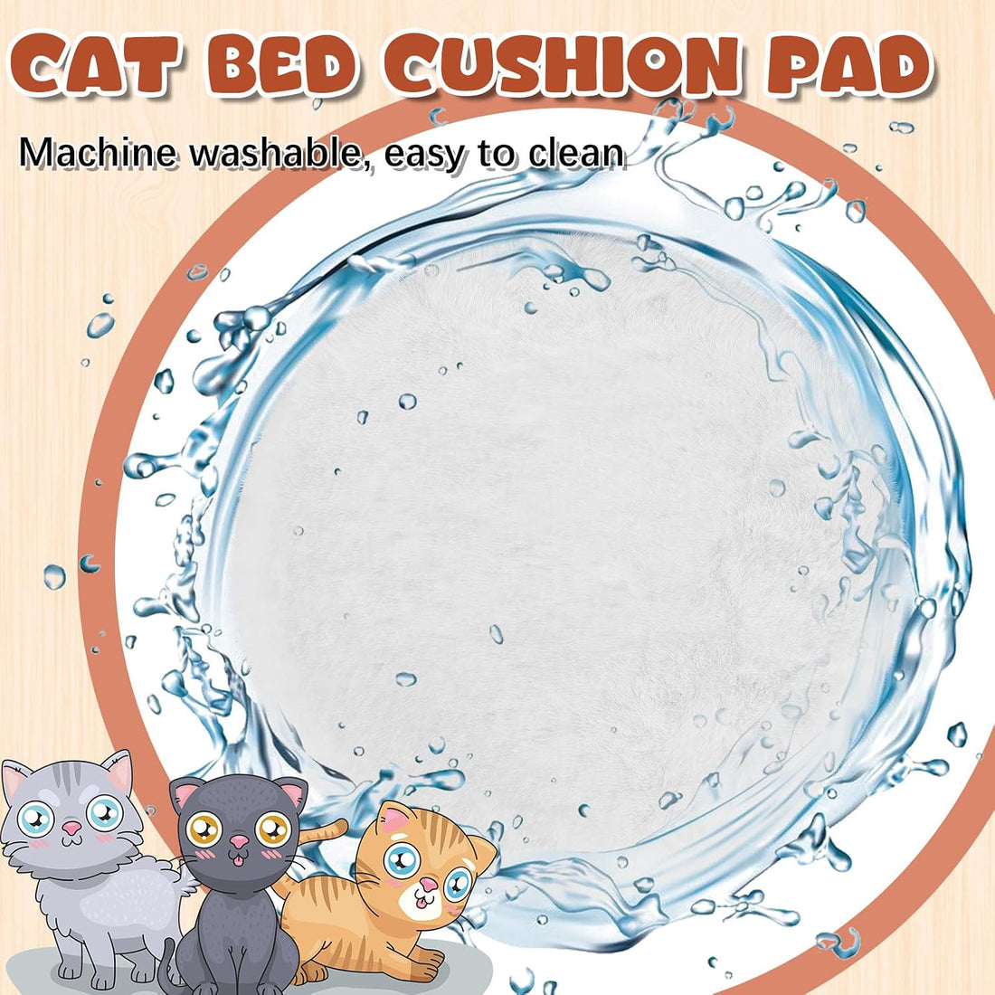 Abbylike 3 Pack 14" Round Cat Dog Bed Cushion Pad Mat Faux Rabbit Fur