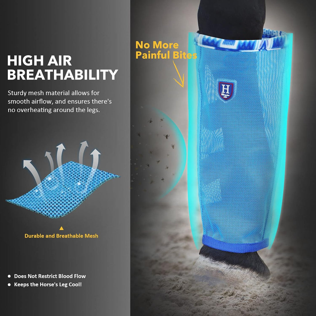 Fine Mesh Fly Boots Loose Fitting & Non-Slip Horse Fly Leggings