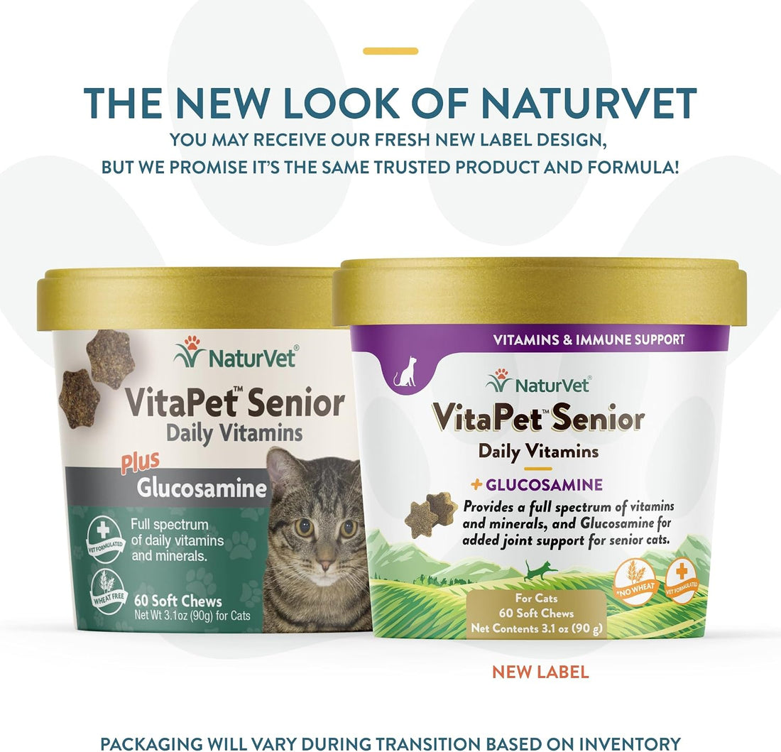 NaturVet VitaPet Senior Daily Vitamins Supplement for Cats - 60 Ct