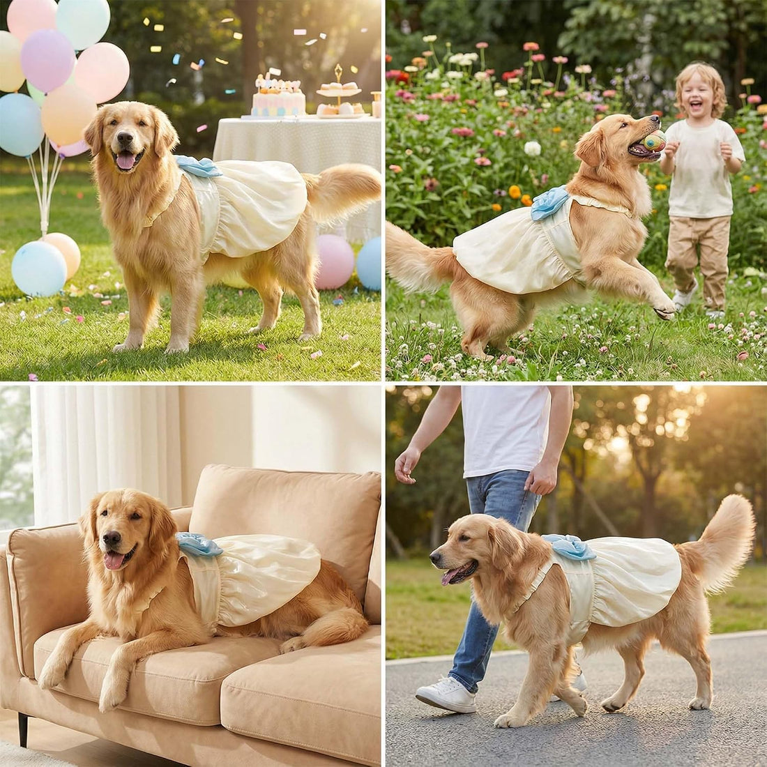 FLAdorepet White Large Dog Princess Dress Christmas Outfit Costume,6XL