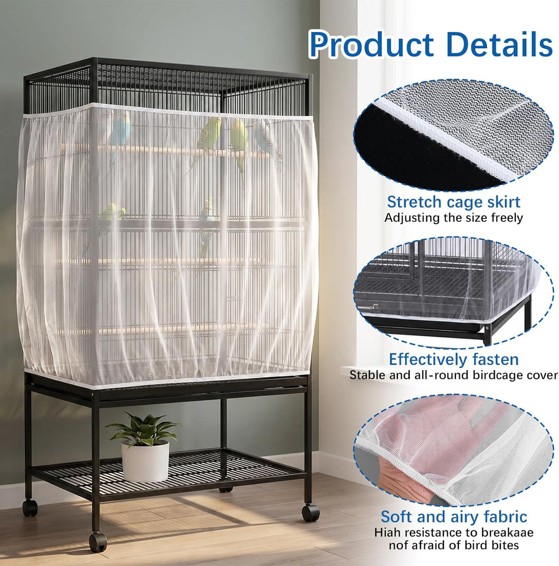 Universal Bird Cage Seed Catcher, Adjustable Bird Cage Cover