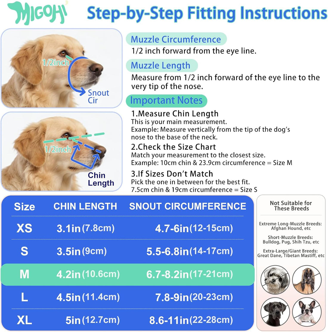 MIGOHI 2 Pack Dog Muzzle for Small Dogs,Soft Breathable Mesh