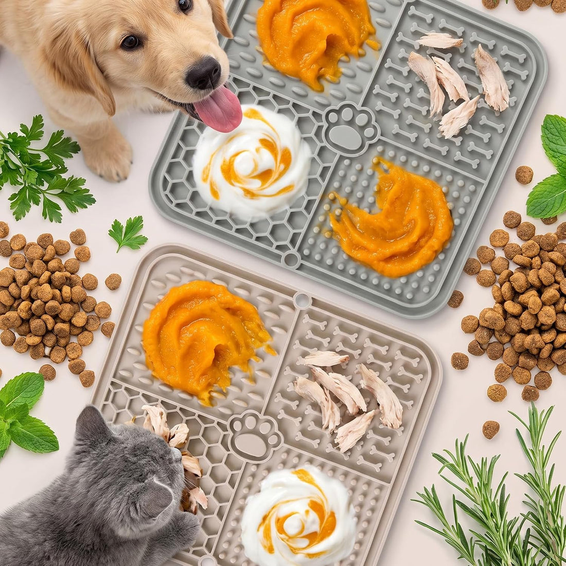 Lick Mat for Dogs and Cats, 2 Pack Silicone Lick Pad with Suction Cups