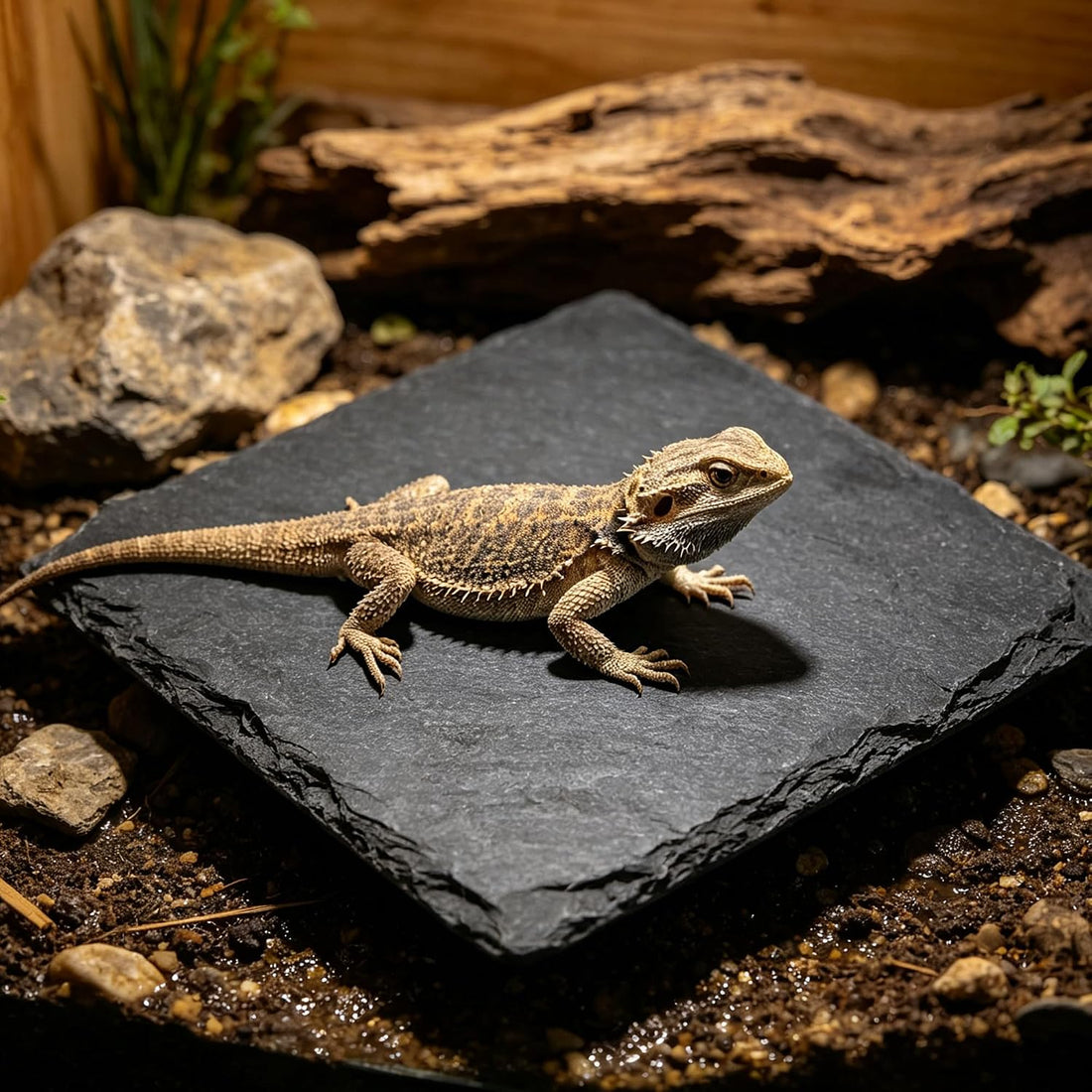 Turtle Basking Platform Slate, Reptile & Tortoise Rock, 3.9X3.9 in