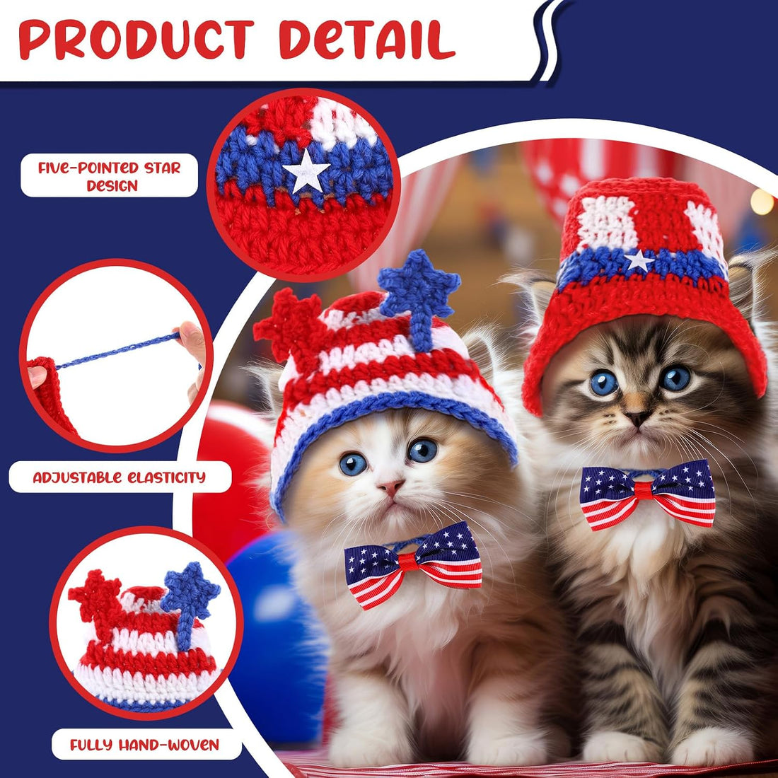 Ganeen 4 Pcs Independence Day Cat Costume 250 Anniversary 4th of July