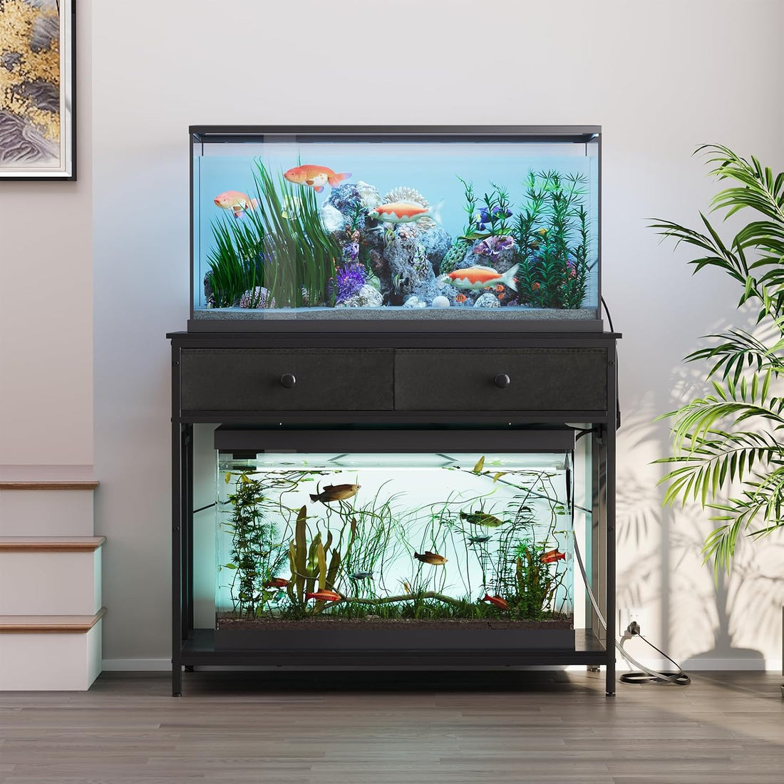 VOWNER 40 Gallon Aquarium Stand with Power Outlet & Cabinet Storage