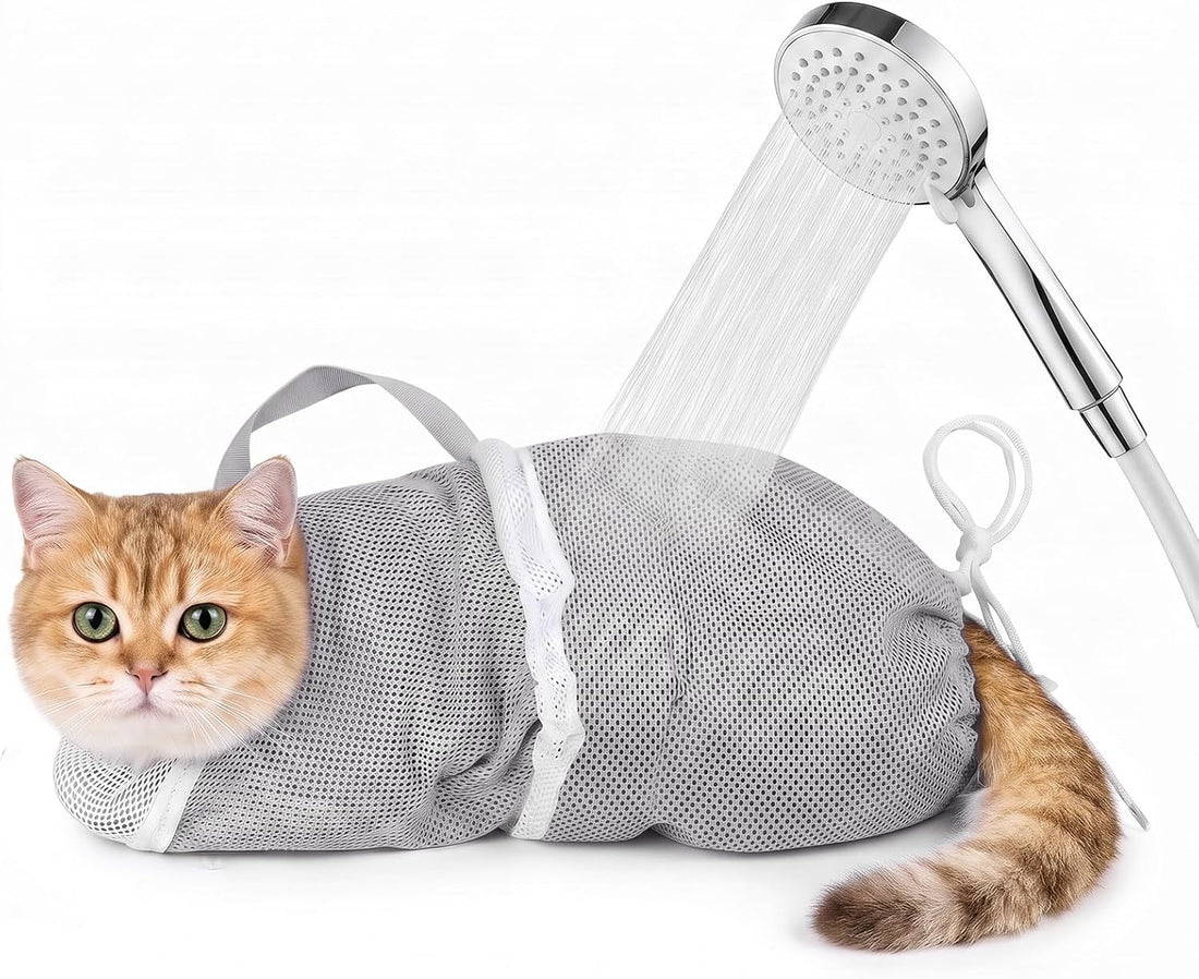 Pink Cat Bathing Bag, Breathable Mesh Anti Bite Anti Scratch Cat