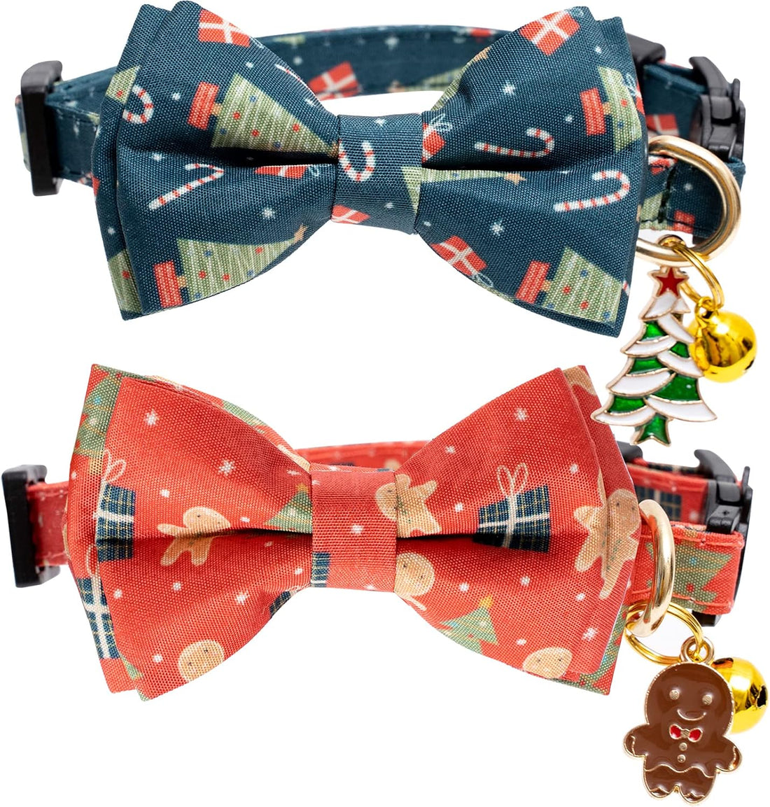 2 Pack Breakaway Fall Cat Collar with Bow Tie Orange Green