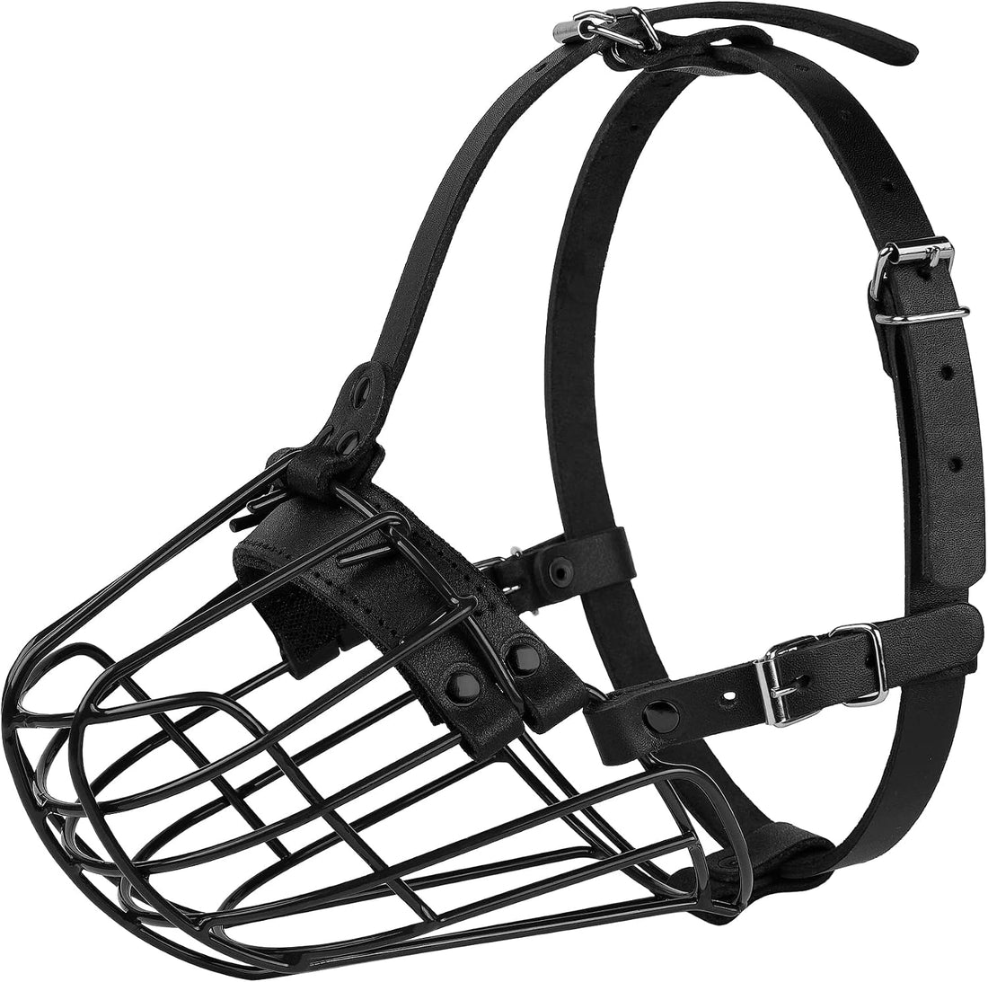 Pitbull Dog Muzzle Metal Mask Amstaff Secure Wire Basket Adjustable