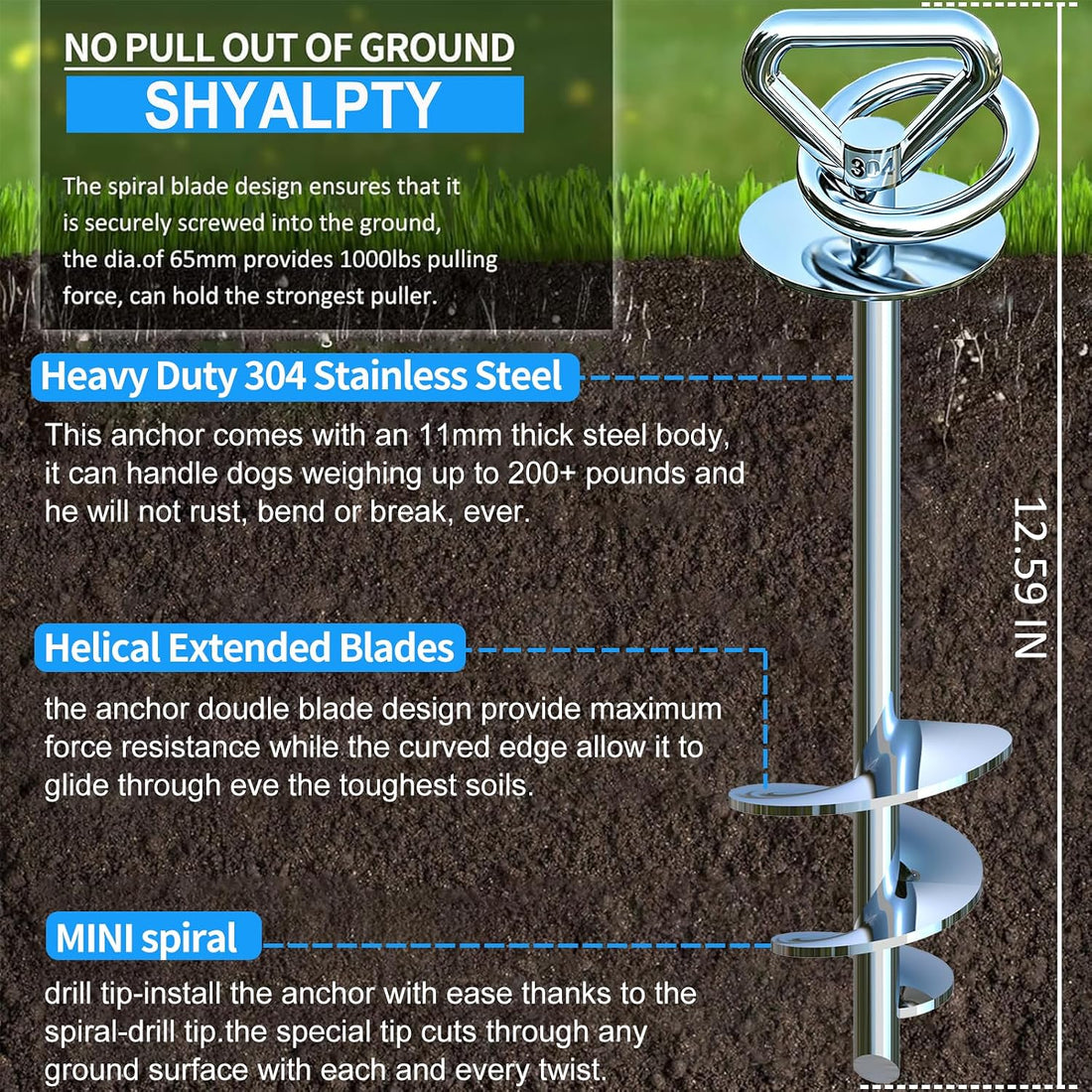 Dog Tie Out Cable and Stake for Camping,with 2x20FT Heavy Duty