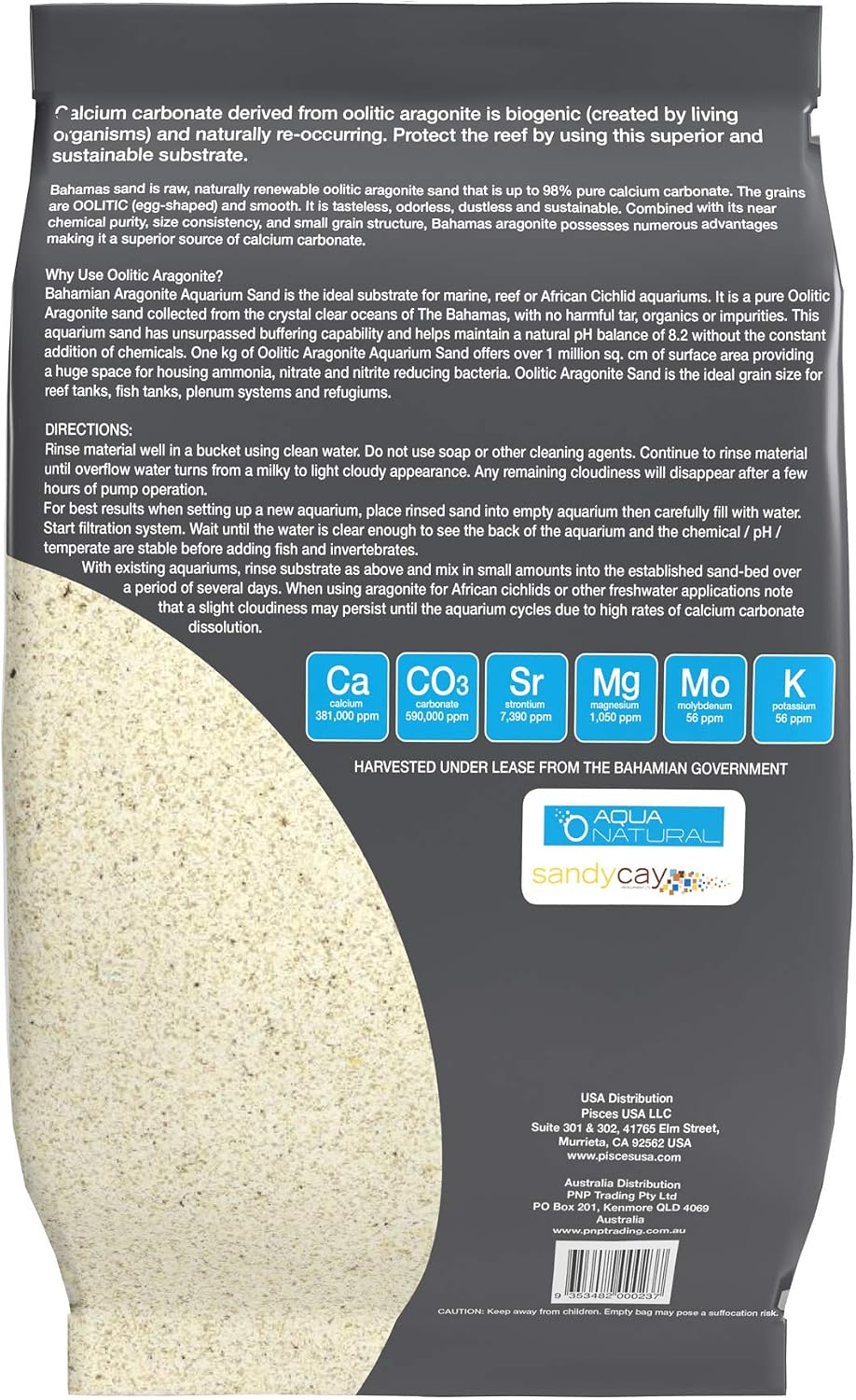 Aqua Natural Aquarium Sand, Oolitic Aragonite, 20lb