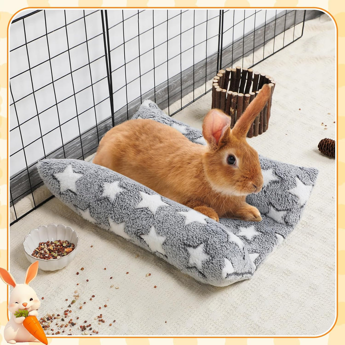 MEWTOGO 15.7" x 14" Bunny Bed for Rabbit Cage, Thickened & Soft