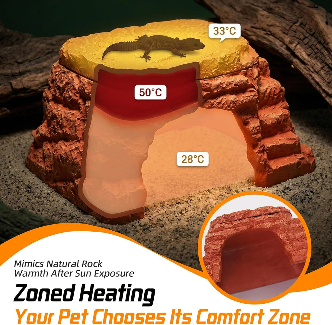 Heated Reptile Hide Cave USB 5V/2A Thermostat Heating Rock