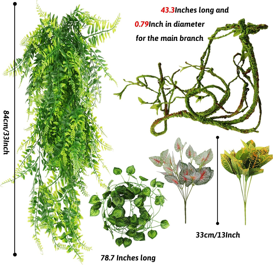 Reptile Plants, Terrarium Hanging Plant Vines Artificial Leaves