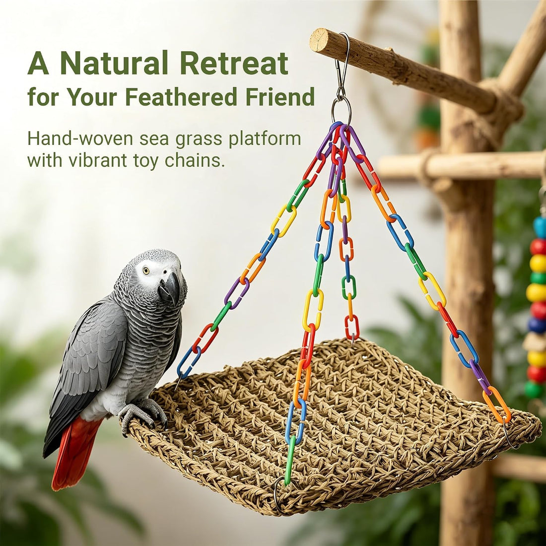 Natural Seagrass Bird Hammock for Cage, Parrot Climbing Hammock
