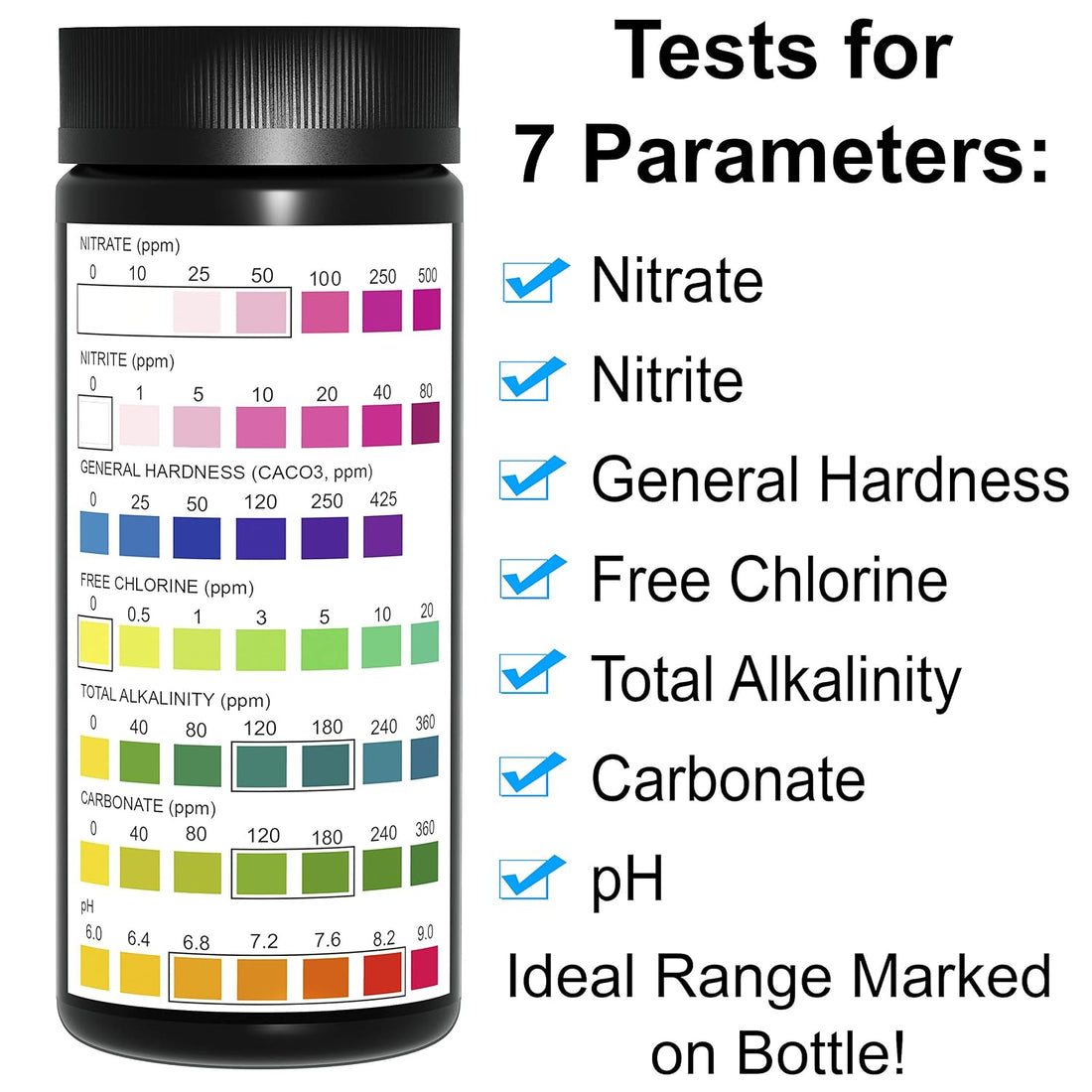 JNW Direct Pond Water Test Kit for Ponds - 7 in 1 Test Strips