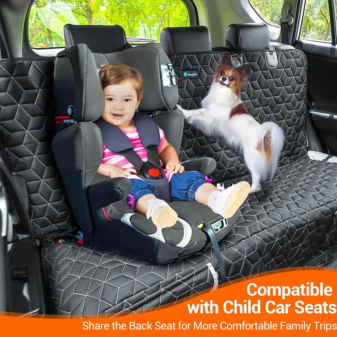 Meginc Dog Car Seat Cover for Back Seat