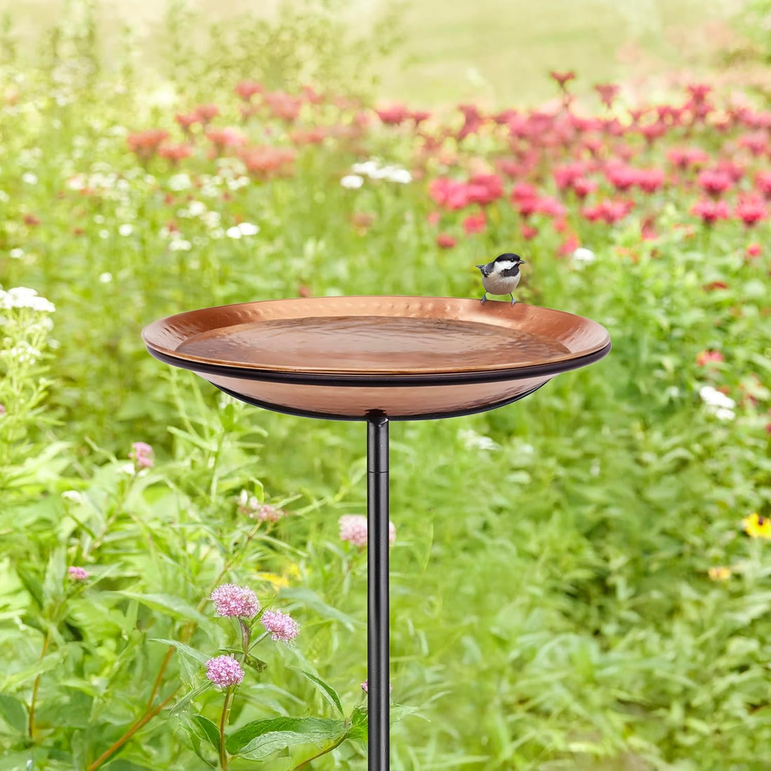 Good Directions Dimpled Copper Bird Bath on Garden Pole 13"