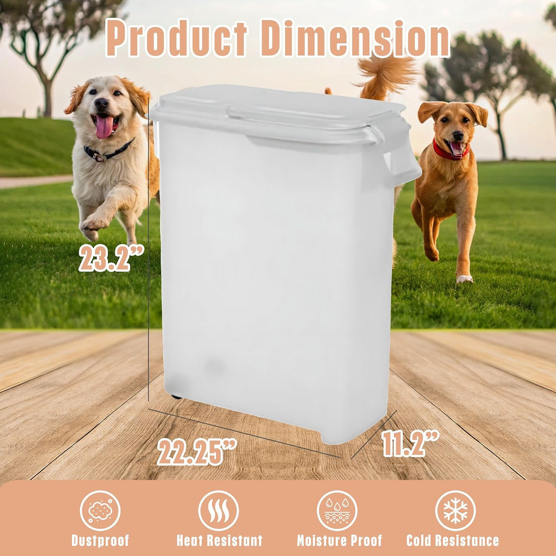 Buddeez Airtight Rolling Pet Food Storage Container, 50 Quart