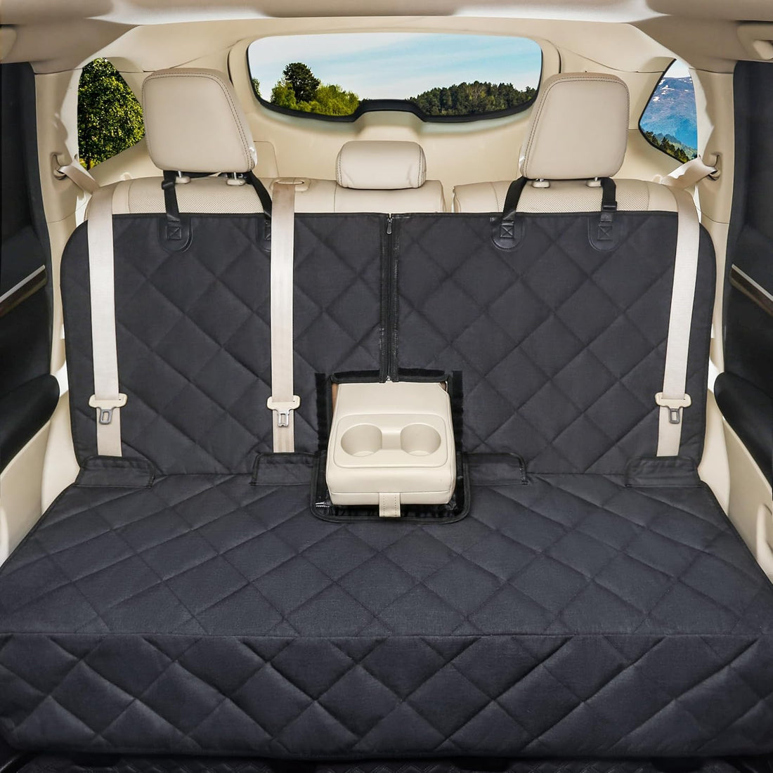 petalage Bench Dog Car Seat Cover for Back Seat Waterproof Seat
