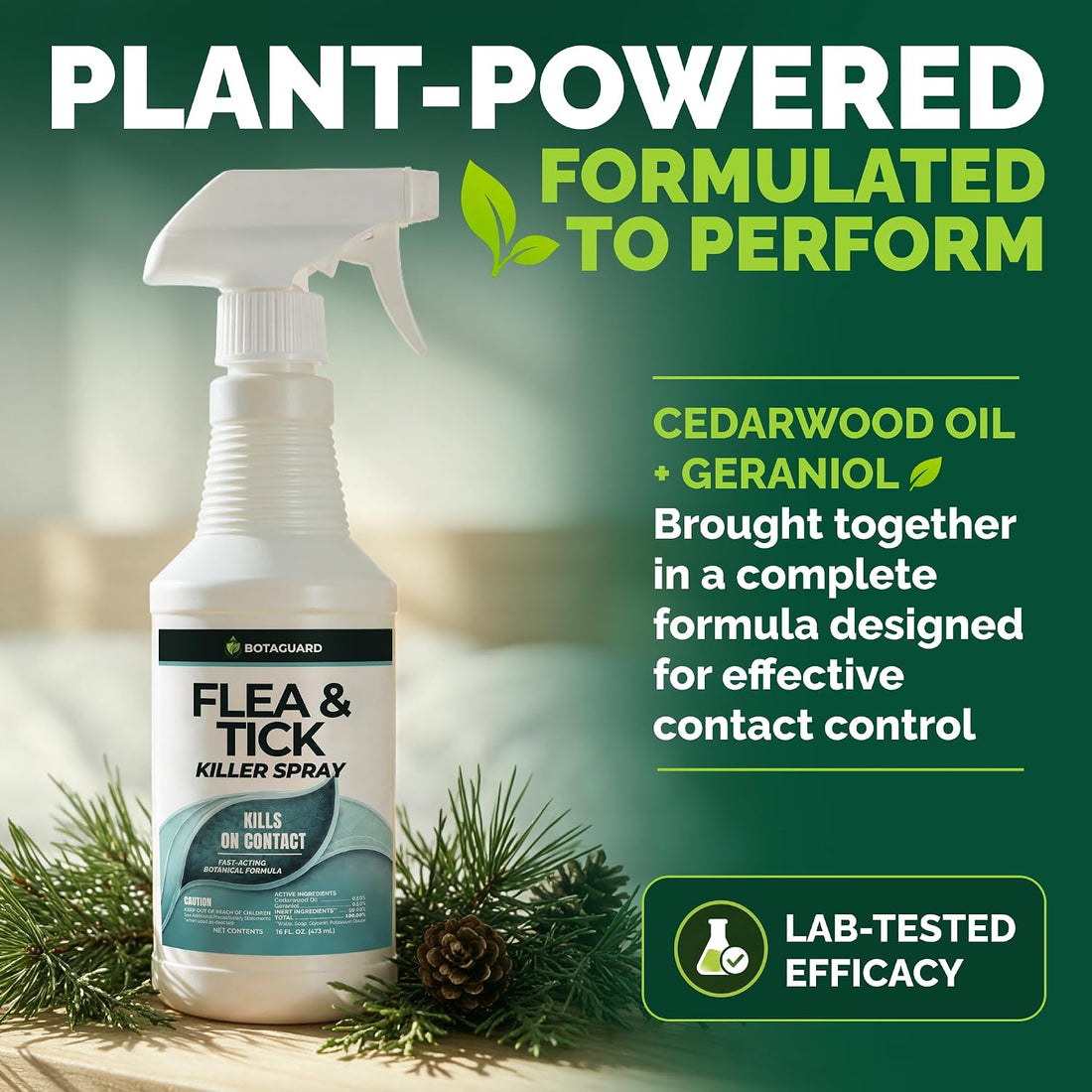Flea and Tick Killer Spray,16 oz, Pet Friendly, Botanical Formula